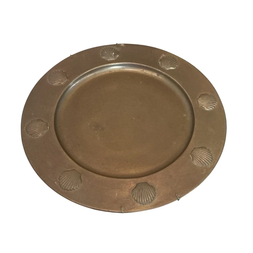 Vtg Wilton Armetale Brass Scallop Shell Decorative Charger Plate Coastal Beach